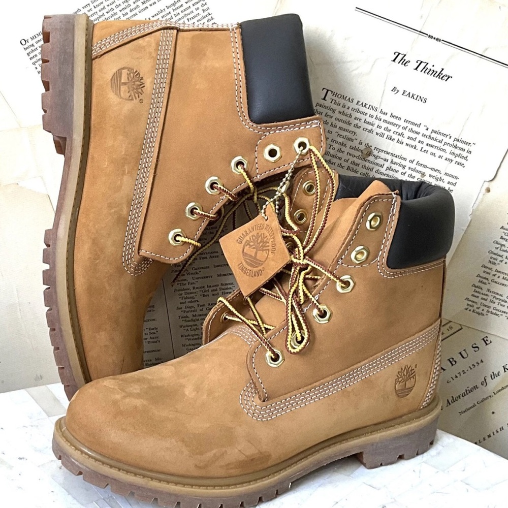 Free People Timberland Premium 6" Lace Up Boots Wheat Nubuck Leather